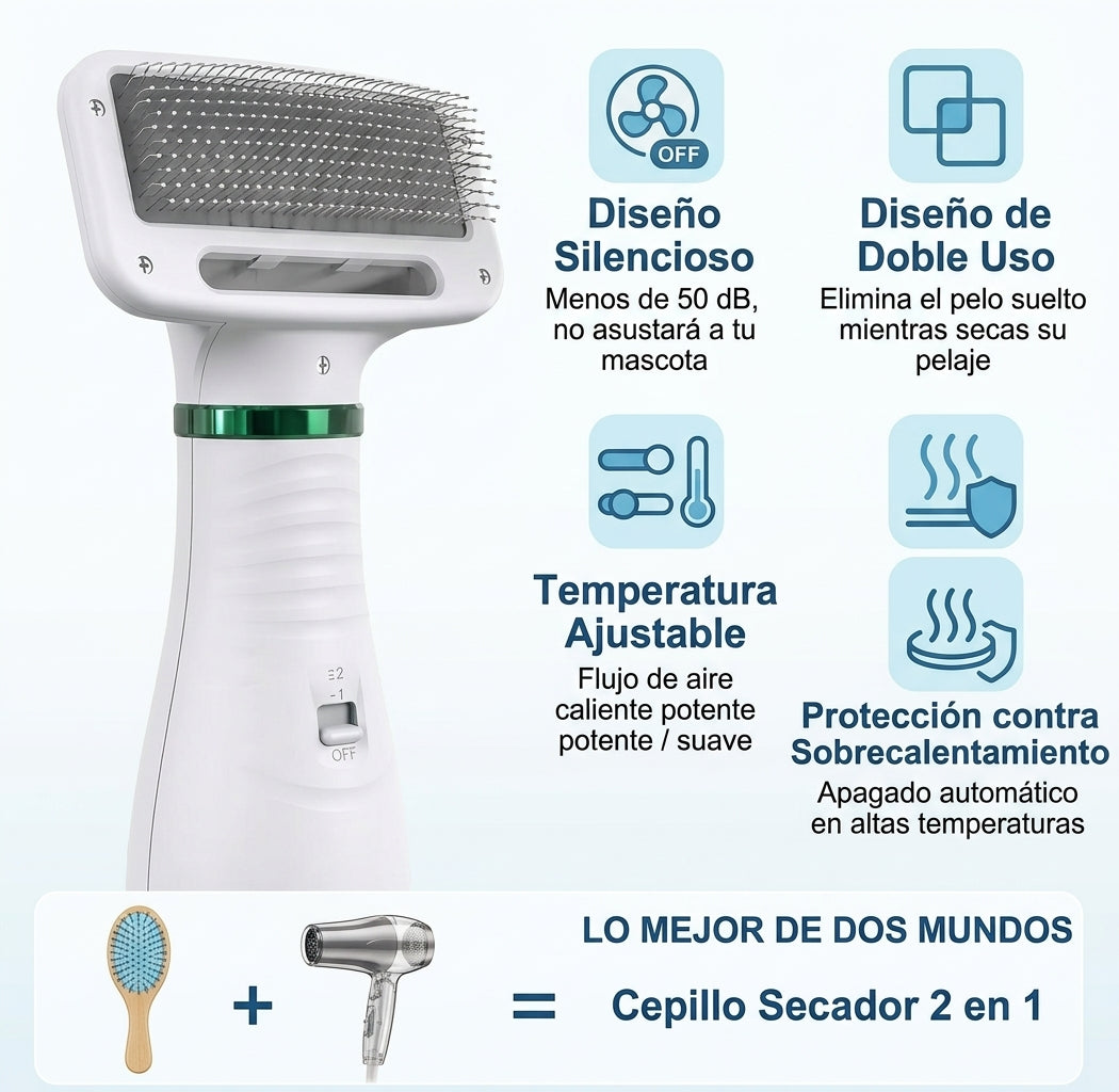 Secador Pelo Portátil 2en1 para Mascotas